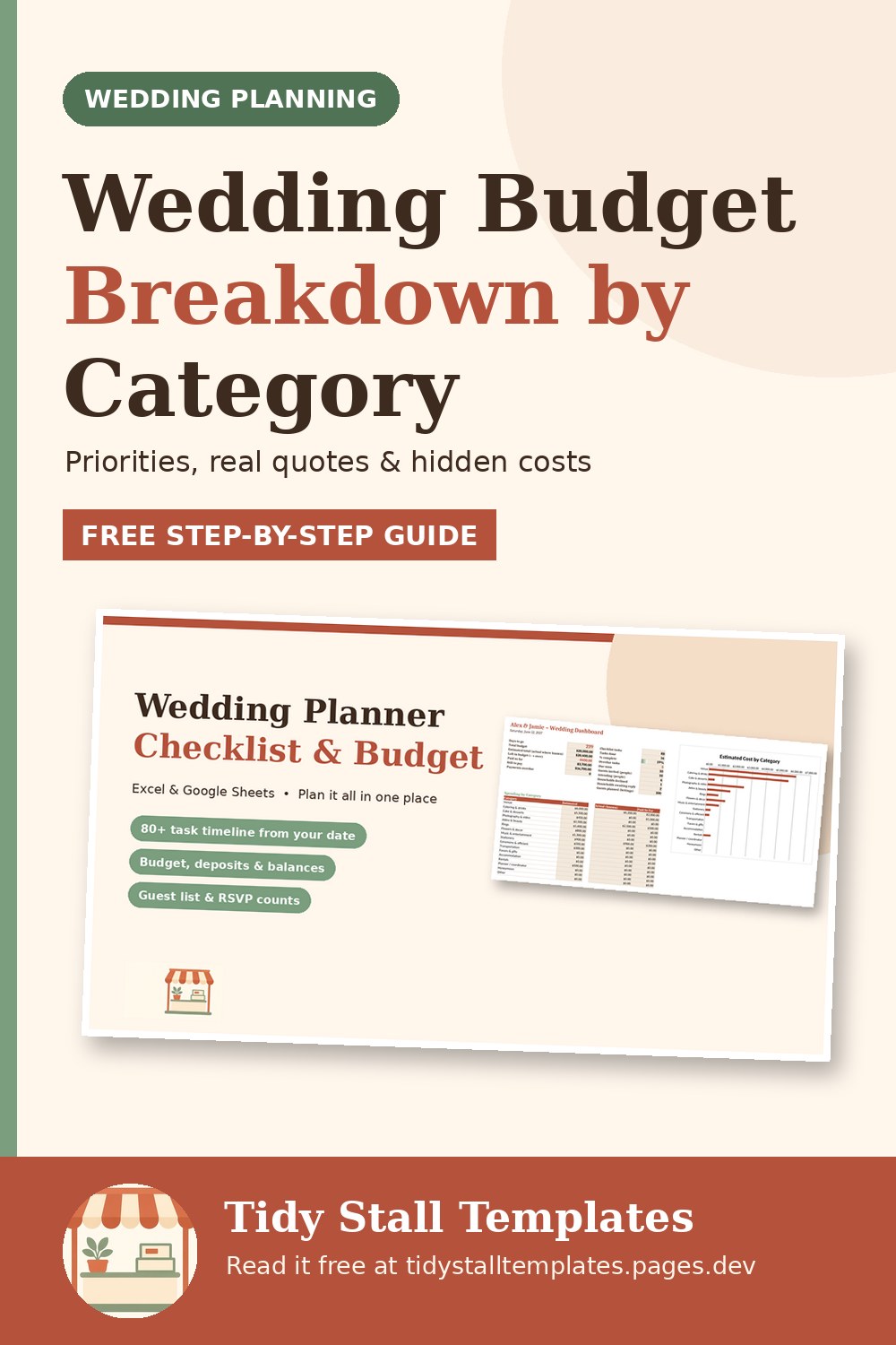 Pinterest graphic: Wedding Budget Breakdown: How to Build Yours Category by Category